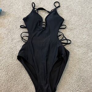 Sexy Black One Piece with side cut outs